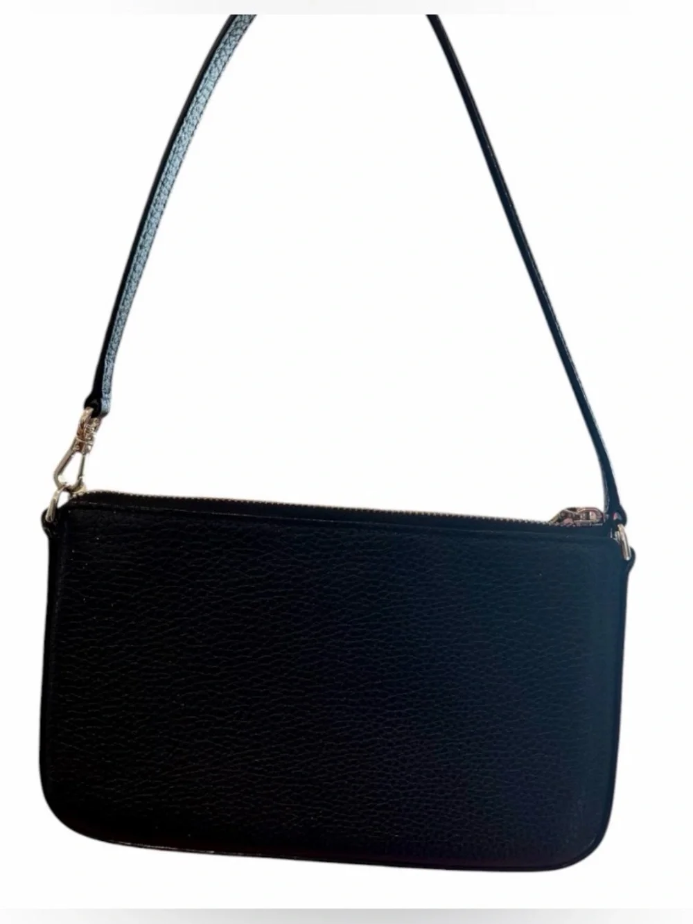 Kate Spade Petite Black Pebbled Leather Shoulder Bag Gold Hardware - Authentic